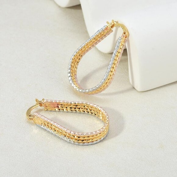Women's Hypoallergenic Hoop Earrings Trendy Gold Earrings Perfect Colorful - Picture 8 of 9